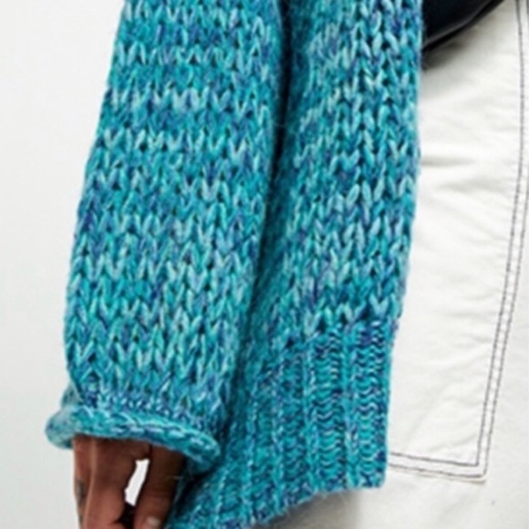 Free People Home Town Cardi Cardigan Sweater Arctic Turquoise Blue Alpaca Size S - Picture 11 of 14